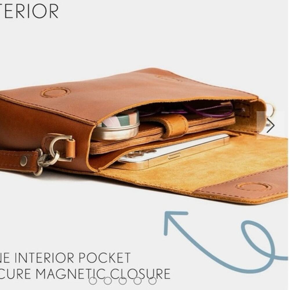 PORTLAND LEATHER GOODS Metro Crossbody Leather Shoulder Bag Medium Coldbrew Brn - Picture 9 of 16